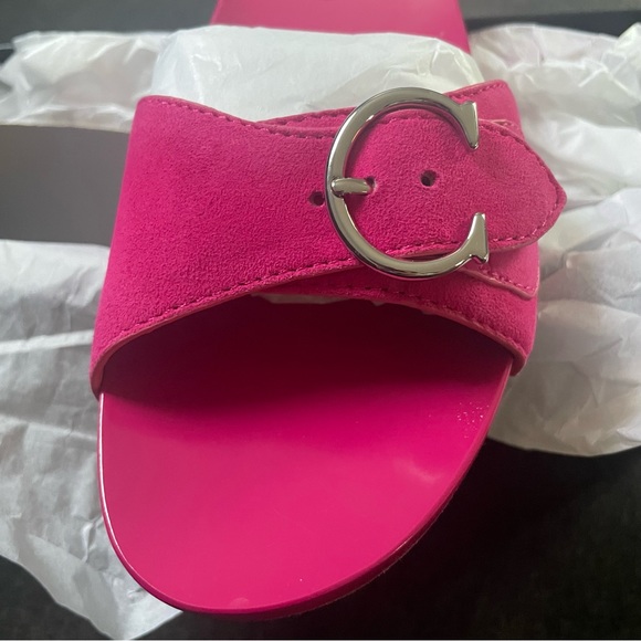 New with Box Coach Bleeker Suede Sandal shocking pink women’s sz 7 - Picture 7 of 16